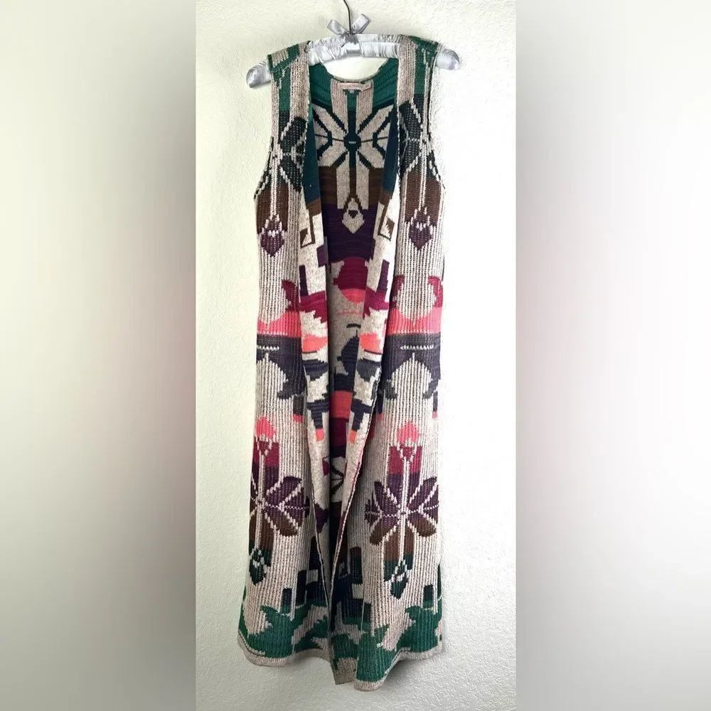 Anthropologie Cecelia Prado Geometric Pattern Long Vest - Picture 2 of 6